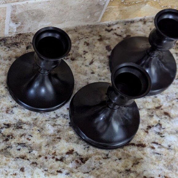 matte black metal candle stick taper holders - Picture 3 of 4